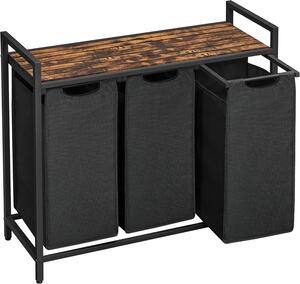 Koš na prádlo s poličkou VASAGLE BLH301B01 - 3x 38 litrů, 72x92,5x33 cm | černá