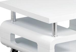 Autronic Konferenční stolek 70x70, bílá MDF vysoký lesk AHG-617 WT