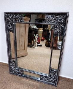 Zrcadlo VENICE černé, 100x80 cm, exotické dřevo, ruční práce