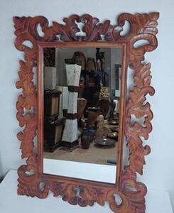 Zrcadlo růžové, dřevo 100x70 cm, ruční práce