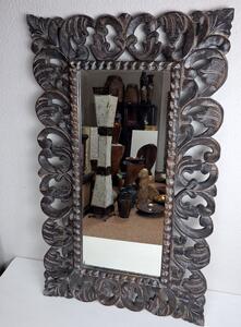 Zrcadlo LUXURY hňedé tmavé, 100x60 cm exotické dřevo, ruční práce