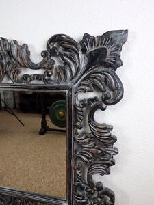Zrcadlo QUEEN, černé, 90x90 cm, exotické dřevo, ruční práce