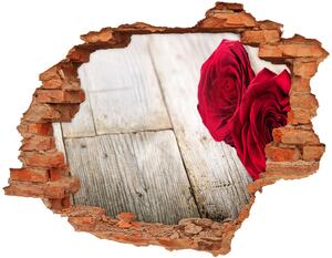 Nálepka 3D díra na zeď Růže na dřevě nd-c-99658852