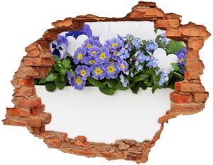 Nálepka 3D díra na zeď Modré květiny nd-c-99973378