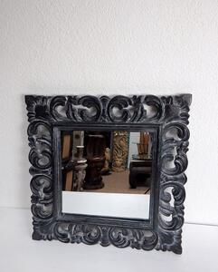 Zrcadlo černé , hranaté 50x50 cm, dřevo, ruční práce