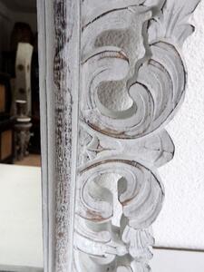 Zrcadlo bílé patina, hranaté 50 x50 cm, drěvo, ruční práce
