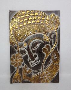 Závěsná dekorace Budha hnedý, 60x40 cm, exotické drěvo , ruční práce