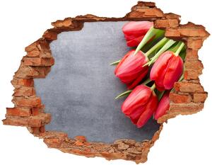Samolepící díra na stěnu Červené tulipány nd-c-99719823