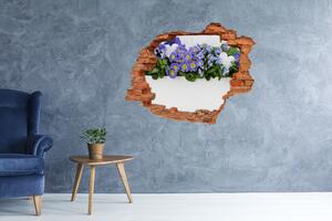 Nálepka 3D díra na zeď Modré květiny nd-c-99973378