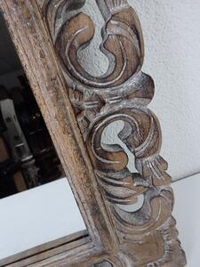 Zrcadlo hranaté hnědé, 50x50 cm, dřevo, ruční práce