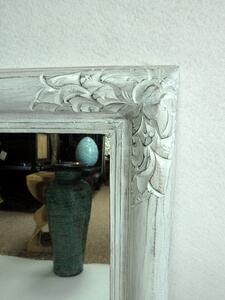 Zrcadlo AMADO, 80x60 cm ,bílé, exotické dřevo, ruční práce