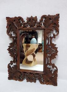 Zrcadlo SECRET hnědá , exotické dřevo, ruční práce, 80x60 cm