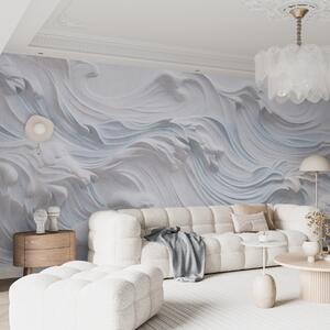 Fototapety Bílé a světle modré texturované abstraktní oceánské vlny s pěnou, tekoucí zleva doprava,, Fototapety abstraktní, w09266 : uwalls.cz
