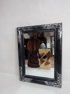 Zrcadlo AMADO, černé/stříbrné, exotické dřevo, ruční práce, 80x60 cm