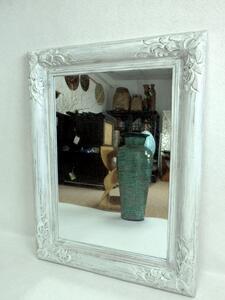 Zrcadlo AMADO, 80x60 cm ,bílé, exotické dřevo, ruční práce
