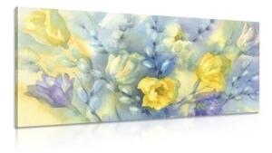 Obraz akvarelové žluté tulipány - 100x50 cm