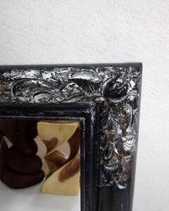 Zrcadlo AMADO, černé/stříbrné, exotické dřevo, ruční práce, 80x60 cm