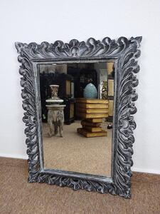 Zrcadlo PRINCESS, černé, exotické dřevo, ruční práce, 80x60 cm