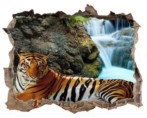 Díra 3D fototapeta nálepka Tygr vodopád nd-k-70563855