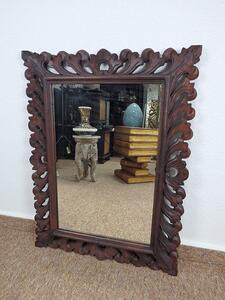 Zrcadlo PRINCESS, hnědá tmavá, exotické dřevo, ruční práce, 80x60 cm