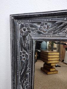 Zrcadlo ORCHID, černé, exotické dřevo, ruční práce, 80x60cm