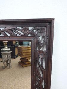 Zrcadlo ORCHID, hnedá tmavá, exotické dřevo, ruční práce, 80x60 cm
