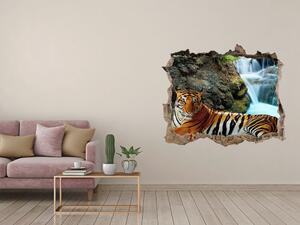 Díra 3D fototapeta nálepka Tygr vodopád nd-k-70563855