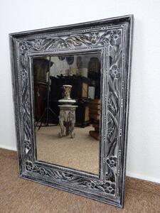 Zrcadlo ORCHID, černé, exotické dřevo, ruční práce, 80x60cm
