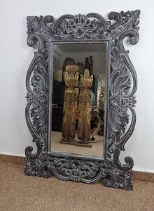 Zrcadlo ROYAL černá patina, exotické dřevo, ruční práce, 120x80 cm