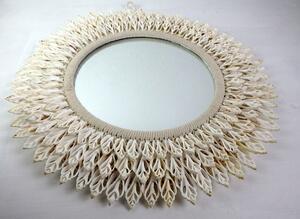 Zrcadlo kulaté TIMOR, bílé, pravé mušle, ruční práce, 46 cm