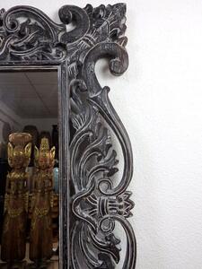 Zrcadlo ROYAL černá patina, exotické dřevo, ruční práce, 120x80 cm