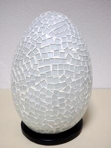 Stolní lampa EGG bíla, 30 cm, mozaika, ruční práce