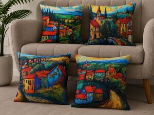 XPOSE® Set povlaků na polštář LÉTO NA VESNICI (digitální tisk) 43x43 cm - set 4ks
