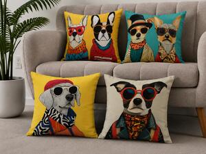 XPOSE® Set povlaků na polštář POP-ART DOG (digitální tisk) 43x43 cm - set 4ks