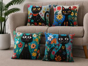 XPOSE® Set povlaků na polštář KOČIČÍ ZAHRADA (digitální tisk) 43x43 cm - set 4ks