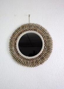 Zrcadlo kulaté TIMOR, hnědé, pravé mušle, ruční práce, 46 cm