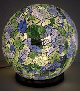 Stolní lampa BALL modrá/zelená, koule, 30 cm, mozaika, ruční práce
