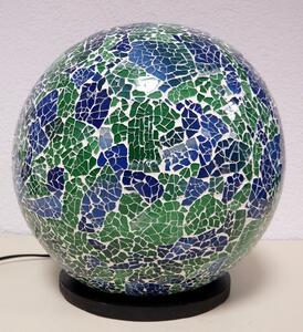 Stolní lampa BALL modrá/zelená, koule, 30 cm, mozaika, ruční práce