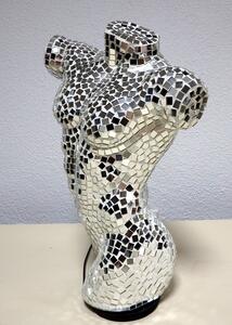 Stolní lampa BODY MAN - zrcadlová, torzo muže, 41 cm, ruční práce, mozaika