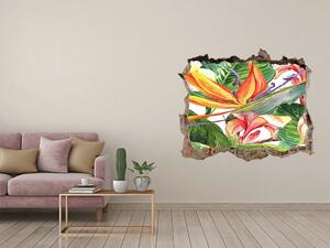 Nálepka 3D díra na zeď Tropické květiny nd-k-71850727