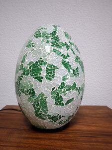 Stolní lampa zelená/bílá EGG ,35 cm, mozaiková, ruční práce