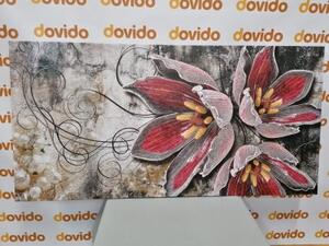 Obraz květiny s perlami - 100x50 cm