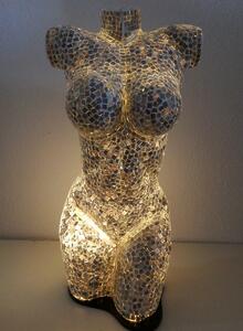 Stolní lampa sivá Torzo ženy, 70 cm, ruční práce, mozaika