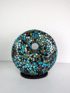 Stolní lampa modrá Donat, 25 cm, mozaiková, ruční práce