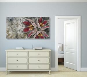 Obraz květiny s perlami - 100x50 cm