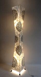 Stojací lampa LAGUNA bílá z pravé perlete a kamínku, 150 cm, ruční práce