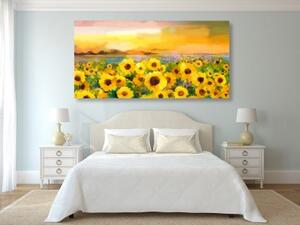 Obraz slunečnicové pole - 100x50 cm