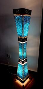 Stojací lampa WAJAN - modrá, 150 cm, ruční práce