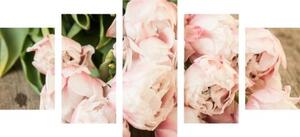 5-dílný obraz romantická kytice - 100x50 cm