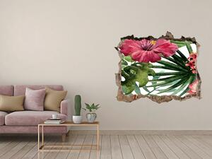 Nálepka 3D díra na zeď Tropické květiny nd-k-74294338